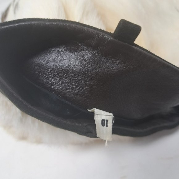 Women's Mini Skirt 100% Genuine Dyed Rabbit Fur with Leather Trim Size 10 US - Picture 6 of 7